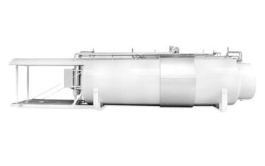 Cylinderbensinstation med plattform för bränslepåfyllning och tak | Ekonstal